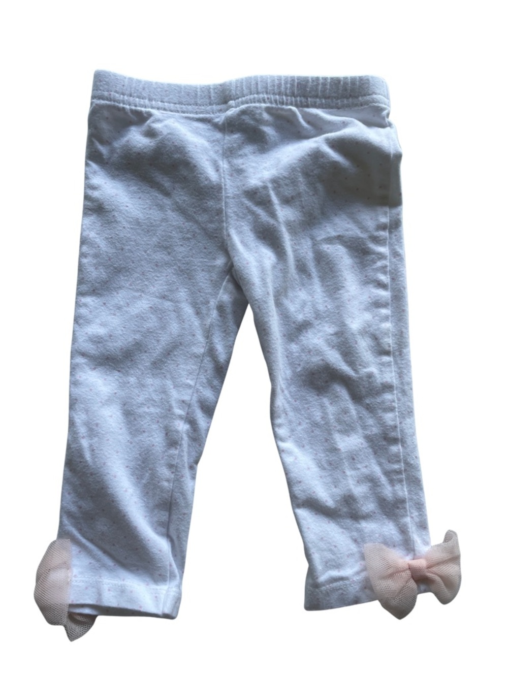 Baby White Leggings with Pink Tulle Bows